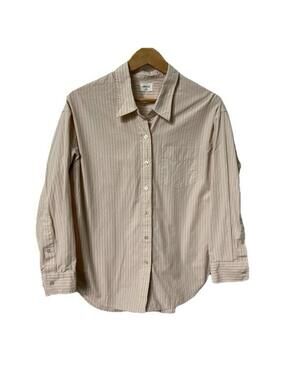 Aritzia Wilfred Free Organic Cotton Button Up Shirt XS Sandy White Stripe